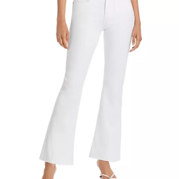 PAIGE White Flare Denim Jeans Sz 29 Laurel Canyon High Rise Raw Hem Like New - Picture 1 of 14